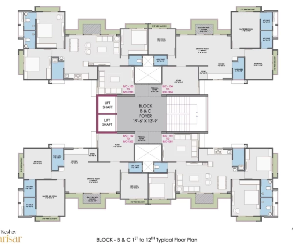 Unit Type B & C Typical Plan